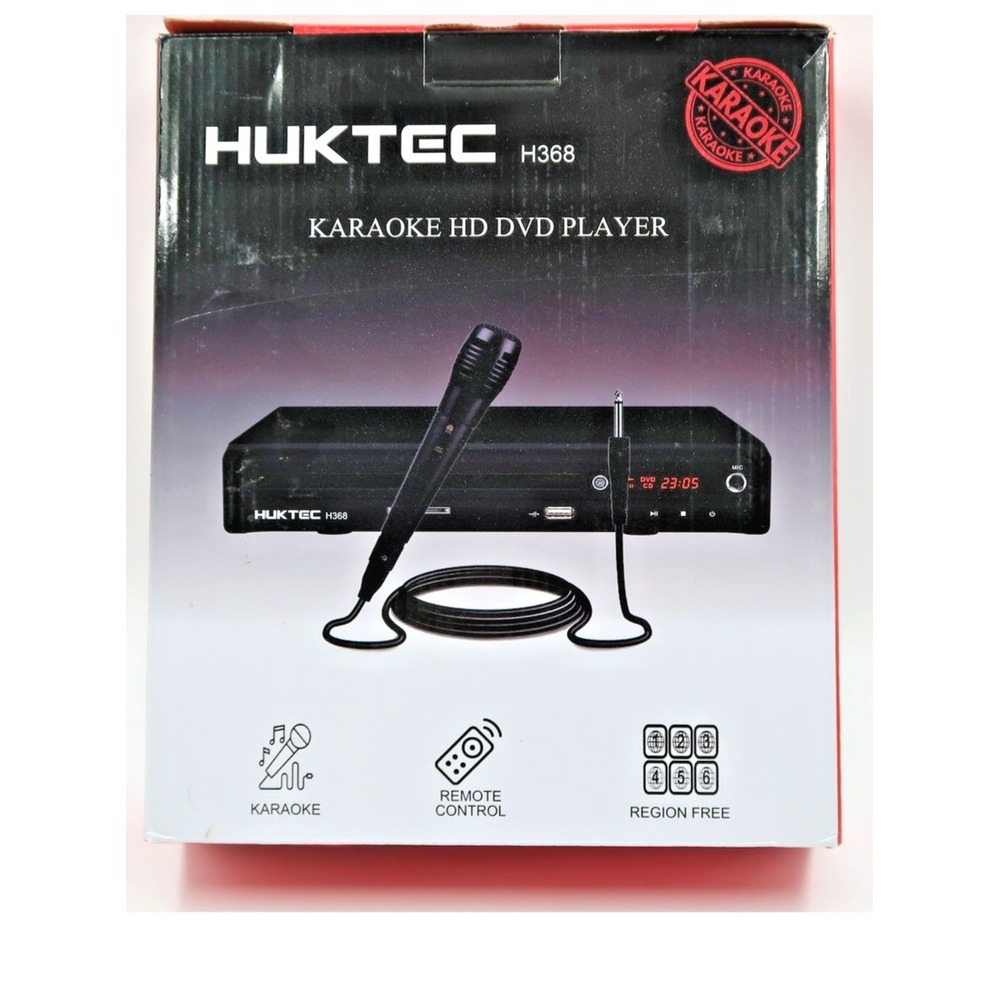 Huktec H368 Karaoke HD DVD Player Region Free HDMI USB SD Card Black with Mic